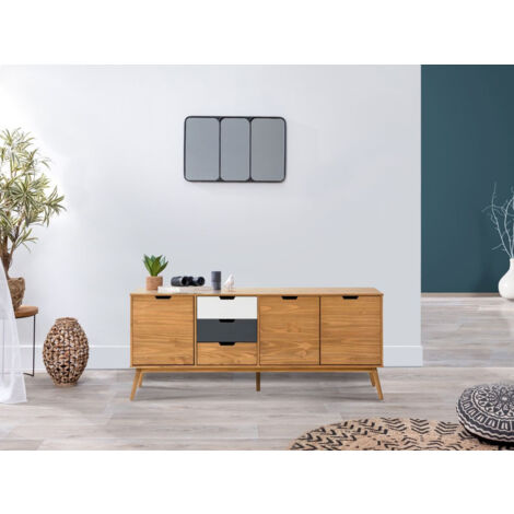 BOBOCHIC XS - Buffet 171 cm ALMA Bois clair, Gris et Blanc