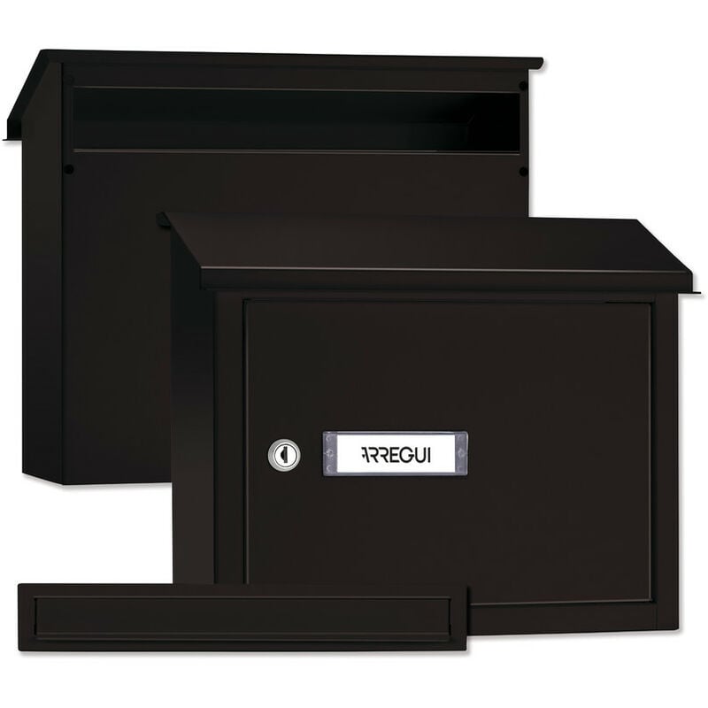 V4084 Pack Bouche d'entrée + Boîte aux lettre en acier pour porte, mur et portail, Fente de 32,5 x 3 cm, Taille m (Courrier A4) Résistant aux