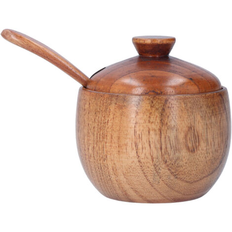Bocal à épices en bois avec couvercle cuillère pour cuisine maison et restaurant