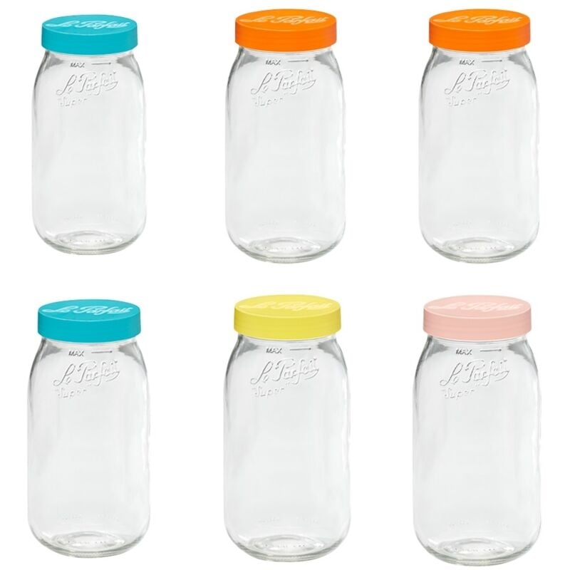 Bocal à vis 2 l couvercle orange et fw 100 - L''unité Le Parfait