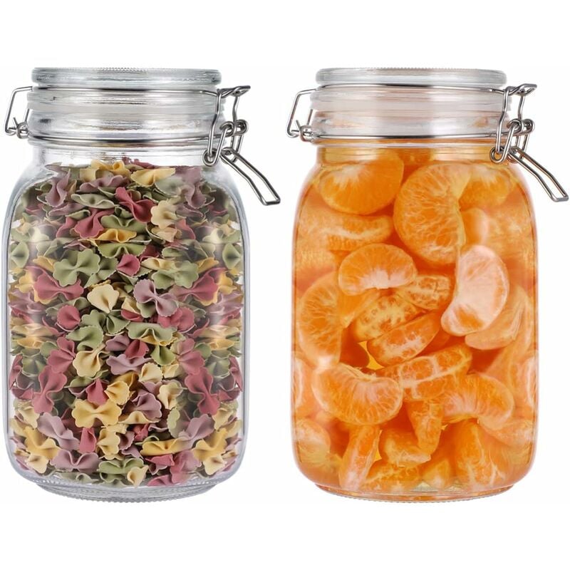 Bocal avec couvercle à clip, pot de conservation de Pot de conservation hermétique avec couvercle et cintre, 2 paquets-Fei Yu