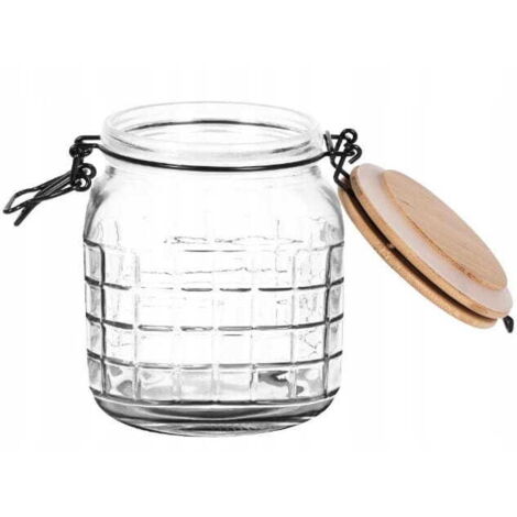 Bocal avec couvercle en bambou 1,1 L - Récipient de conservation universel