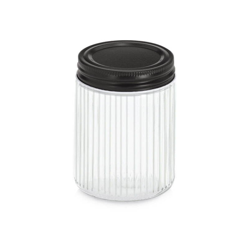 Zeller - Bocal avec couvercle en métal kitchen essentials, verre strié