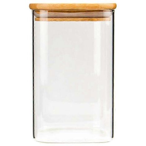 Bocal carré en verre, boîte de conservation hermétique pour grains de thé ou de café en vrac (950 ml)