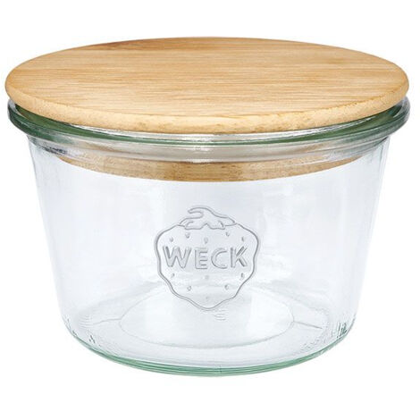Bocal Conique Droit 370 Ml Avec Couvercle Bois - Weck