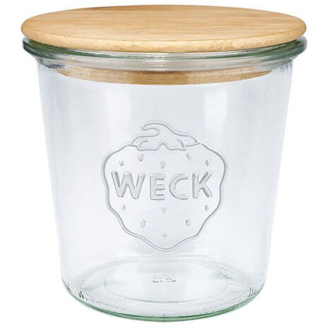 Bocal Conique Droit 580 Ml Avec Couvercle Bois - Weck
