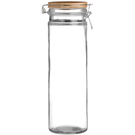 Bocal Cuisine Hermétique en Verre Couvercle Clip Bambou -  1.9L