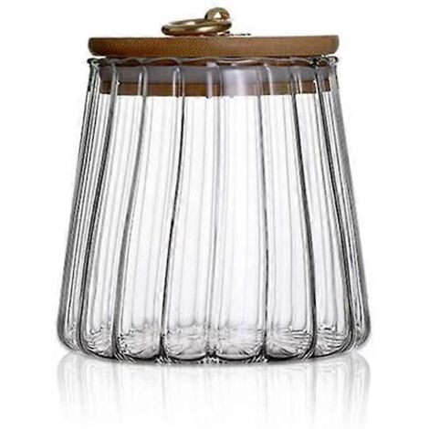 Bocal de conservation en verre transparent 2024, 650 ml (22 oz), avec couvercle en bois d'acacia et joint hermétique.