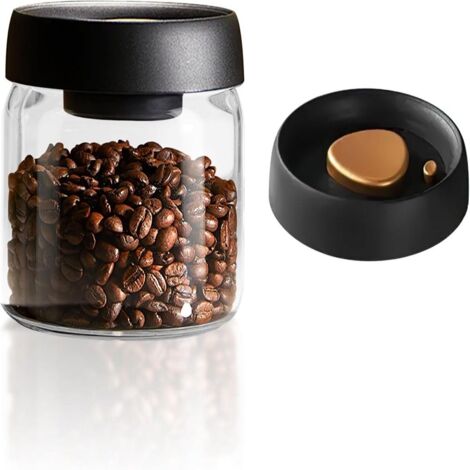 Bocal de conservation hermétique de 500 ml–Bocal en verre pour café, thé, bonbons, épices et biscuits–Couvercle en ABS inclus