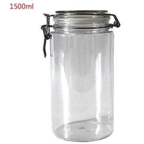 Bocal de conservation rond en plastique de 1500 ml avec couvercle à clip et fermeture hermétique.