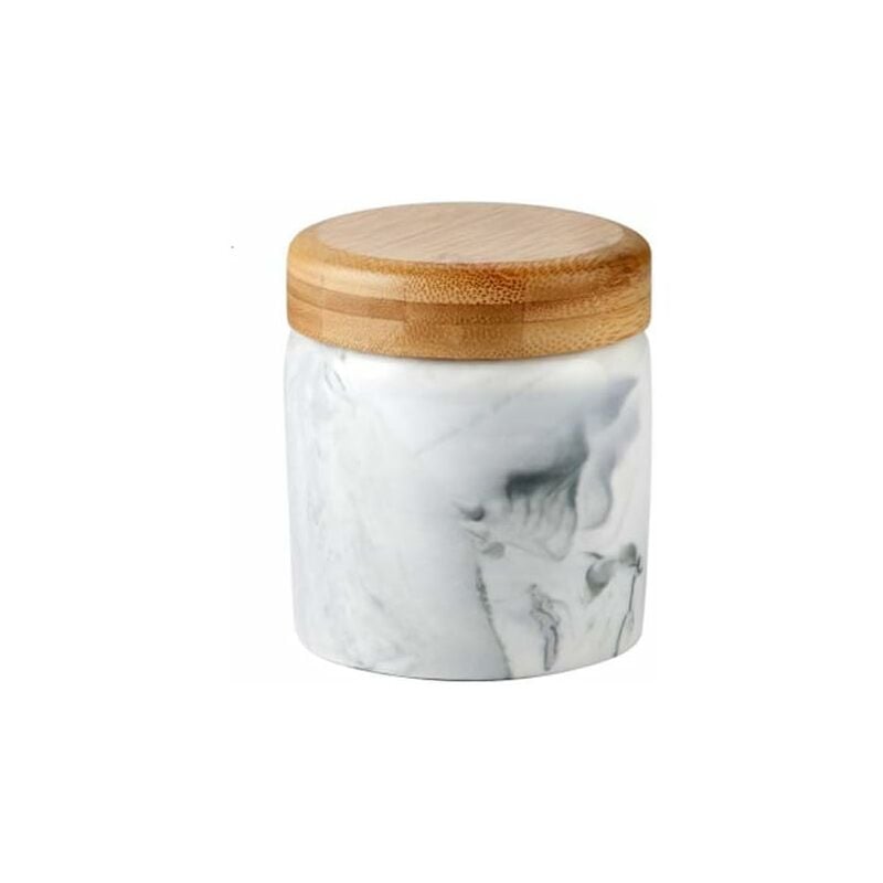 Bocal en céramique avec couvercle en bambou hermétique - Pour la conservation du thé, café, épices et bien plus encore, Céramique, Marbre noir., 9.3