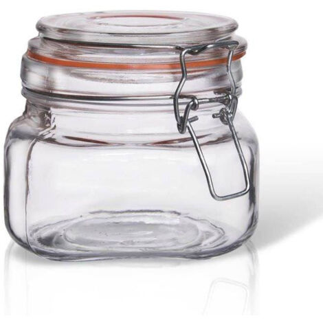 Bocal en verre breveté avec clip 500 ml