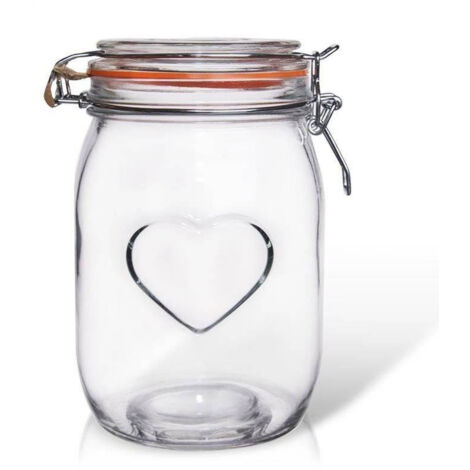 Bocal en verre breveté avec fermeture à clip, récipient de conservation 1 litre