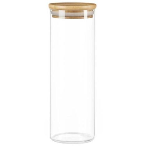 Bocal en verre - couvercle bois - 1,4L