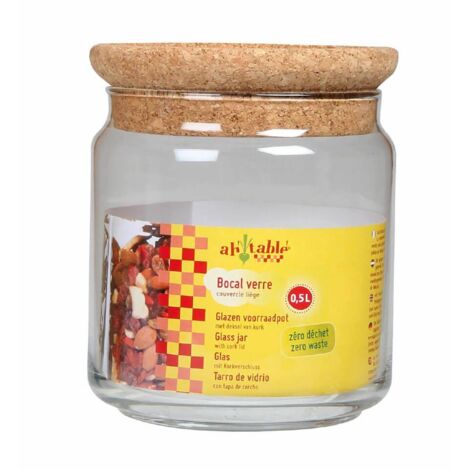 Bocal en verre - couvercle liège - 0.5L