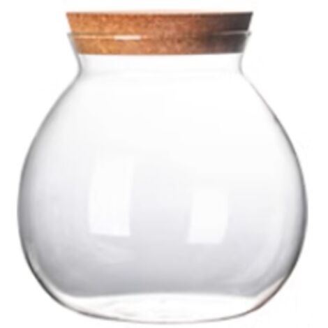Bocal En Verre Transparent - 500 Ml - Couvercle En Liège - Pour Conserver Biscuits Épices Thé Céréales - Lot De 1