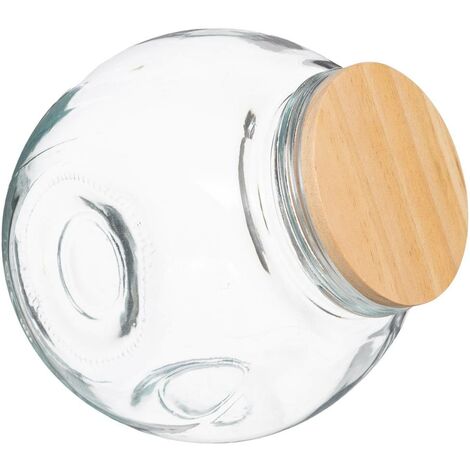 Bocal verre à bonbons couvercle bois 1 -5L - 5 five simply smart - Transparent