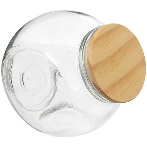 Bocal verre à bonbons couvercle bois 2 -1L - 5 five simply smart - Transparent