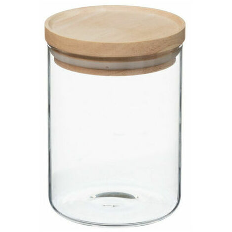 Bocal Verre et Bois Couvercle Hermétique Atmosphère 60 ml Lot de 2