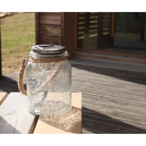 Bocal verre et bois déco & design diffuse lumière 15 cm