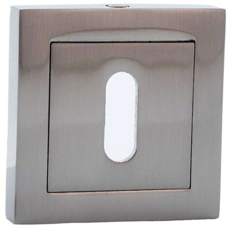 Bocallave puerta Zamak níquel satinado cuadrada oval clásica 70mm
