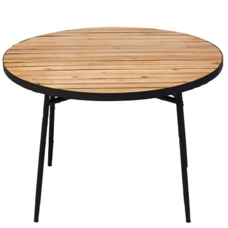 BOCARNEA - Table salon de jardin Babor Balcony - Table Bois Acacia et Acier - Table pliable - 110 x 75 cm - 4 places, bois et noir