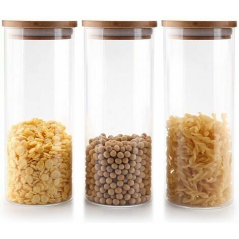 Bocaux de conservation avec couvercle, lot de 4 bocaux de conservation, hermétiques, ensemble de bocaux de conservation en verre borosilicaté, pots à thé, pots à épices en verre, récipients en verre p