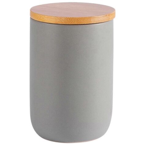 Bocaux de conservation en céramique simple avec couvercles en bois, bocaux hermétiques B