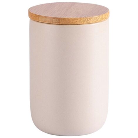Bocaux de conservation en céramique simple avec couvercles en bois, bocaux hermétiques C