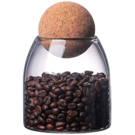 Bocaux de Stockage en Verre, Bocal Hermetique, Pot en Verre Borosilicaté, Bocaux Epices, Avec Bouchon en Liège, pour Épices, Sucre, Café, Biscuits, Bonbons (550ml)