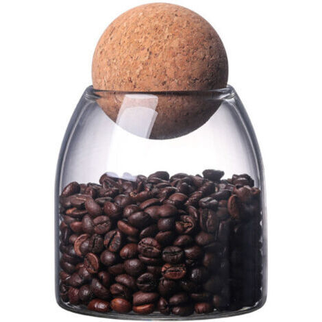 Bocaux de Stockage en Verre, Bocal Hermetique, Pot en Verre Borosilicaté, Bocaux Epices, Avec Bouchon en Liège, pour Épices, Sucre, Café, Biscuits, Bonbons (550ml)