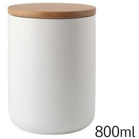Bocaux en céramique hermétiques avec couvercle en bambou, parfaits pour la conservation en grande quantité dans la cuisine : épices, thé, café, etc.