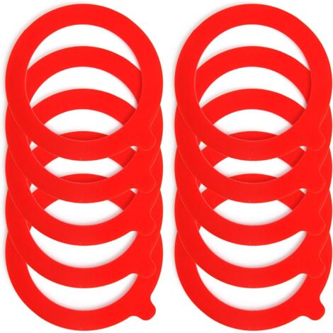 Bocaux en verre avec joints en caoutchouc (lot de 10) - 70 x 95 mm (rouge)