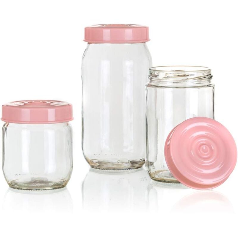 Bocaux en verre LINZI, 3 pcs, rose