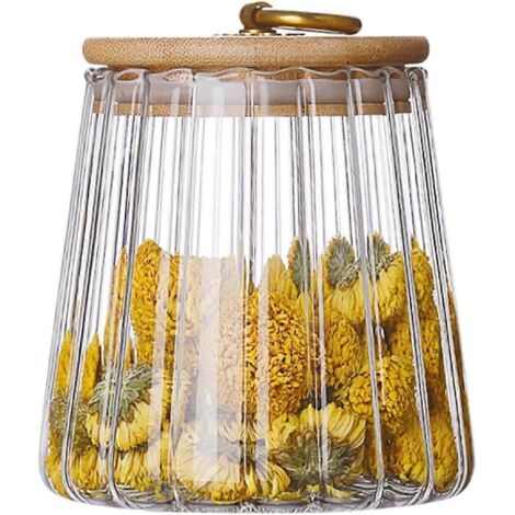 Bocaux en verre pour café, fruits secs, récipient hermétique, récipient décoratif avec couvercle en bambou (650 ml)