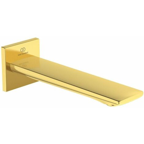 Bocca erogazione a muro CHECK sporgenza 160 mm oro spazzolato con rosetta quadrata IDEAL STANDARD