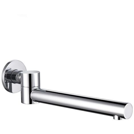 Bocca per vasca girevole a 180°, bocca per vasca in ottone, rubinetto con ugello rotondo pieghevole, bocca per vasca a parete, G1/2, cromato