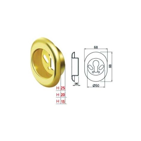 BOCCHETTA ANTISTRAPPO KT52 OTTONATO LUCIDO  mm.68x88x20h ø mm.50 (KT5239)    DISEC