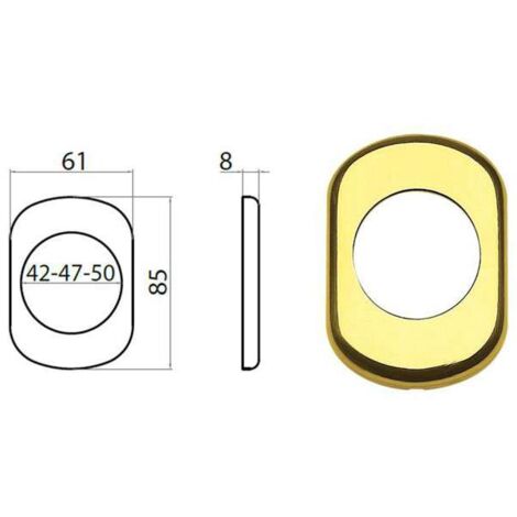 Bocchetta Ghidini serie ghibli in alluminio anodizzato foro diametro 50 mm finitura oro