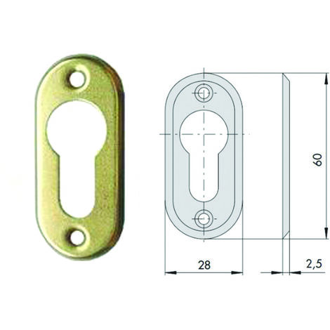 Bocchetta in ottone per cilindri sagomati 06012 00 - mm.28x60, spessore mm.2,5 (06012000)
