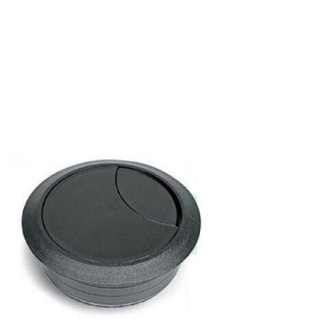 Bocchette passacavi 2 pz coppia plastica nera 60mm per scrivania e tavoli tappo