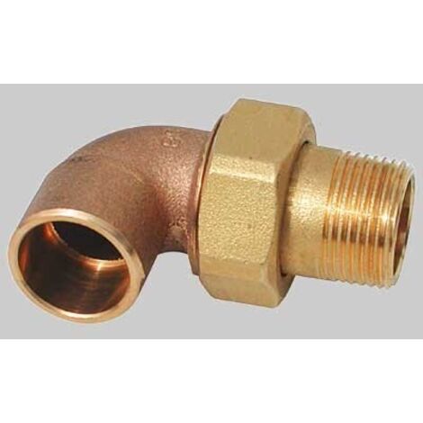 BOCCHETTONE A GOMITO BRONZO A 3 PEZZI FILETTATO MASCHIO A SALDARE FEMMINA - 22 x 3/4