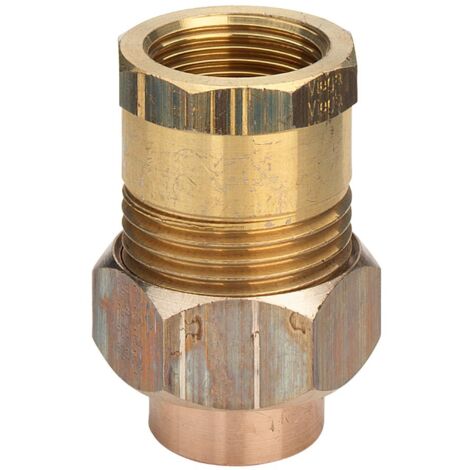 Bocchettone bronzo FF ø18 - 1/2", portagomma di bronzo, estremità filettata di ottone, estremità a saldare femmina, filettatura Rp, a sede conica 106690