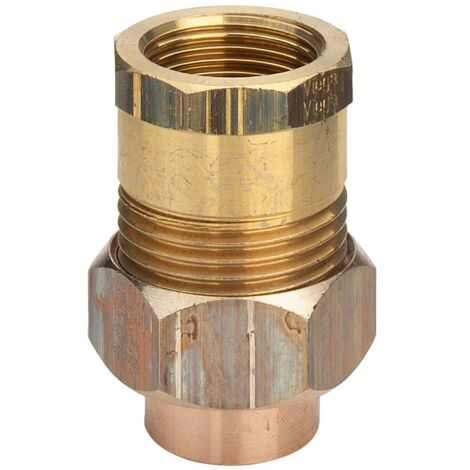 Bocchettone bronzo FF ø18 - 1/2", portagomma di bronzo, estremità filettata di ottone, estremità a saldare femmina, filettatura Rp, a sede conica 106690