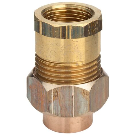 Bocchettone bronzo FF ø18-3/4", portagomma di bronzo, estremità filettata di ottone, estremità a saldare femmina, filettatura Rp, a sede conica 109295
