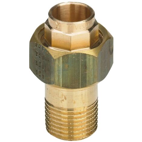 Bocchettone bronzo FM ø18 - 1/2", portagomma di ottone, estremità filettata di bronzo o bronzo al silicio, estremità a saldare femmina, filettatura R, a sede conica 109042