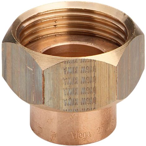 Bocchettone FF 18-3/4 portagomma di bronzo, dado a risvolto di ottone, estremità a saldare femmina, filettatura G, a sede piana 288396