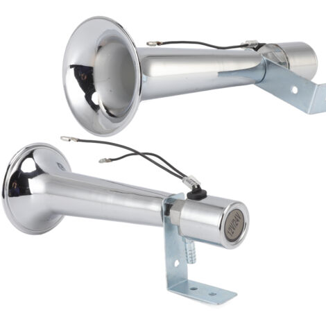 Bocina de aire universal para coche, bocina de aire de trompeta única muy potente de 180 dB para camiones, vehículos, trenes, barcos, 12-24 V CC, cromada.