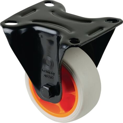 Bockrolle D.80mm Trgf.100kg Gum.Platte L104xB80mm Farbe Rl.hellgrau BS ROLLEN