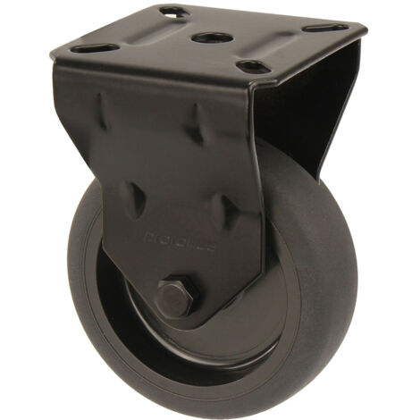 Bockrolle - Möbelrolle Schwarz 50 mm Gummi mit Platte - Pro Stück